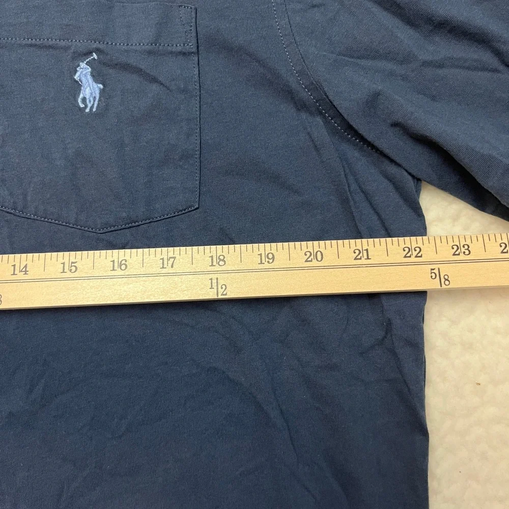 Polo Ralph Lauren Polo Shirt Mens L Navy Blue Classic Fit Pocket Short Sleeve